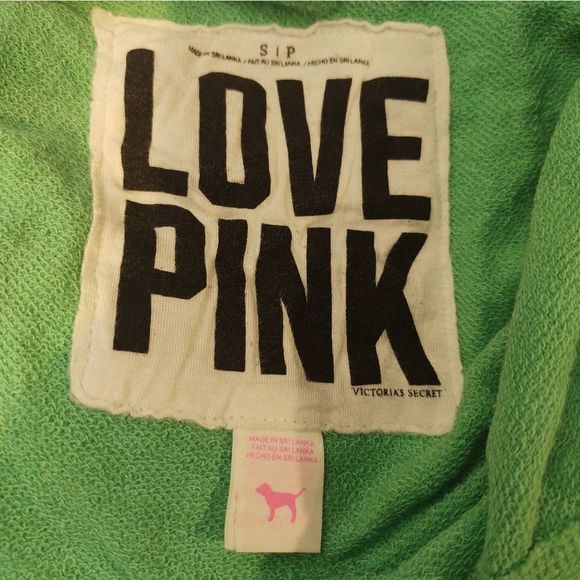 VICTORIA'S SECRET • LOVE PINK • Light Green Hooded Sweatshirt - Picture 3 of 4